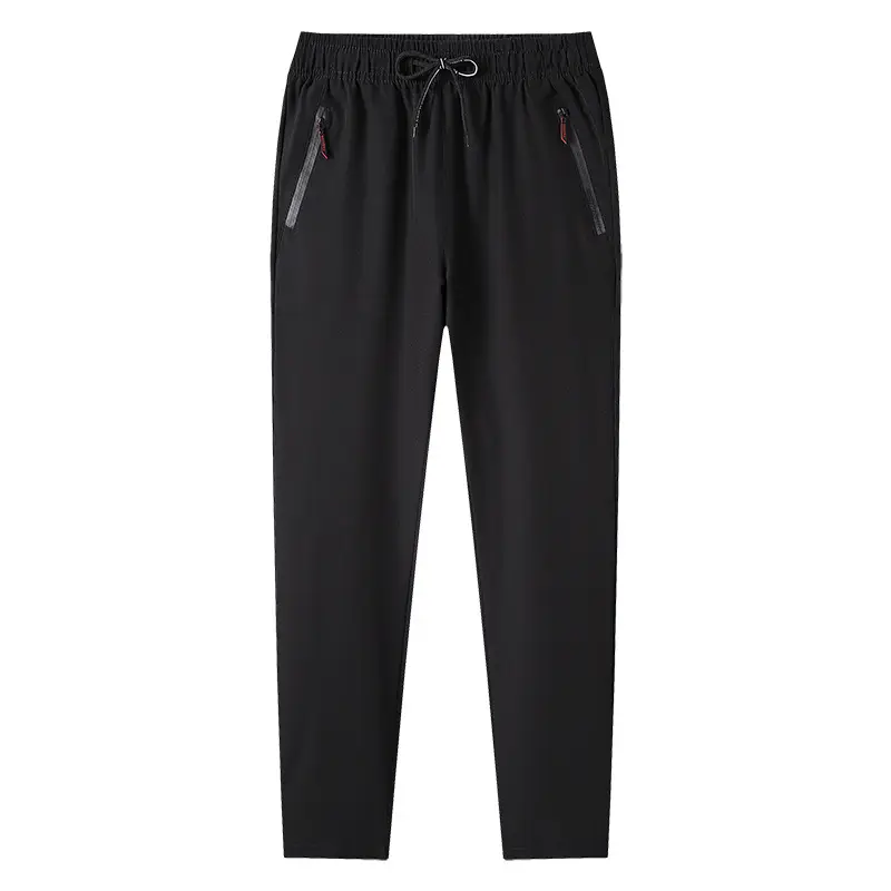 Men's 2022 Slim Fit Ice Silk Trousers Black - Image 7