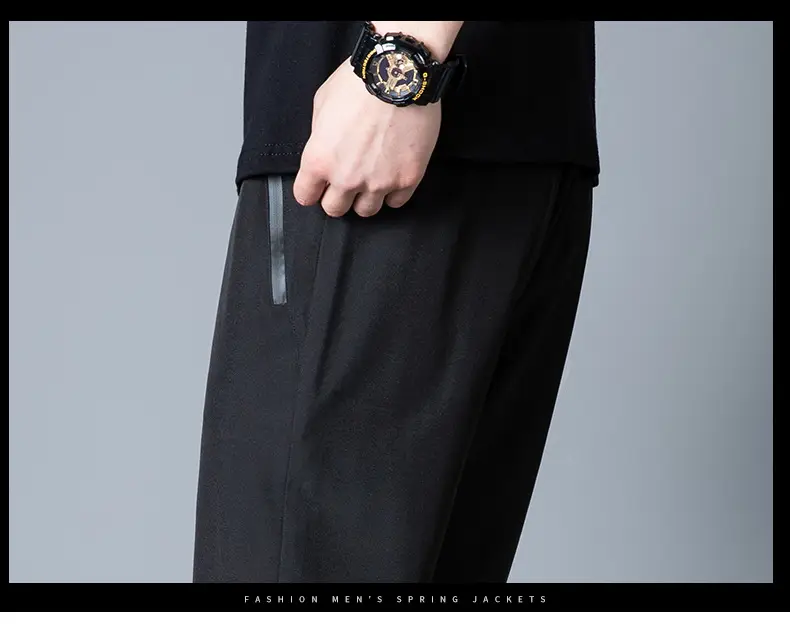 Men's 2022 Slim Fit Ice Silk Trousers Black — feature 46