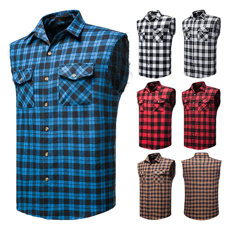 Men's Plaid Sleeveless Shirt Colorful 2023