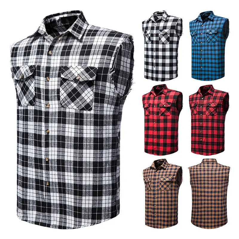 Men's Plaid Sleeveless Shirt Colorful 2023