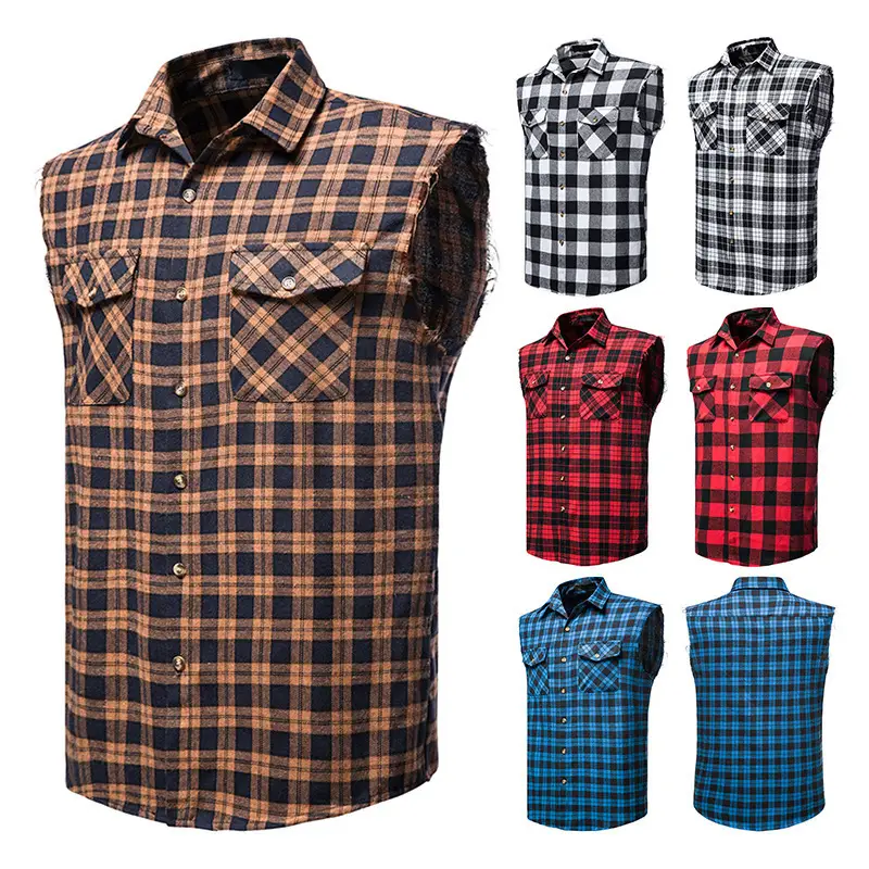 Men's Plaid Sleeveless Shirt Colorful 2023