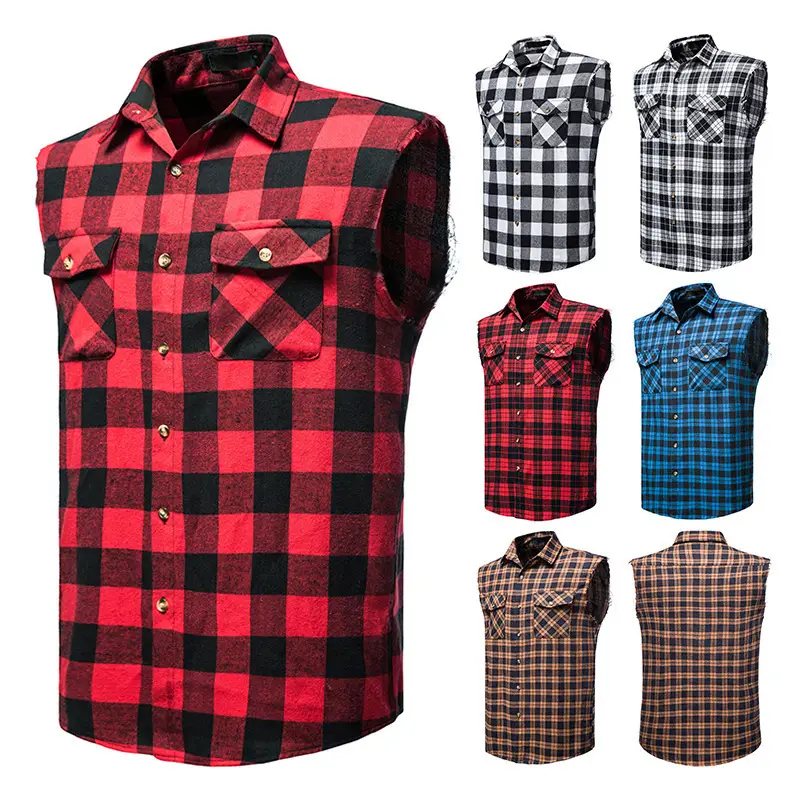 Men's Plaid Sleeveless Shirt Colorful 2023