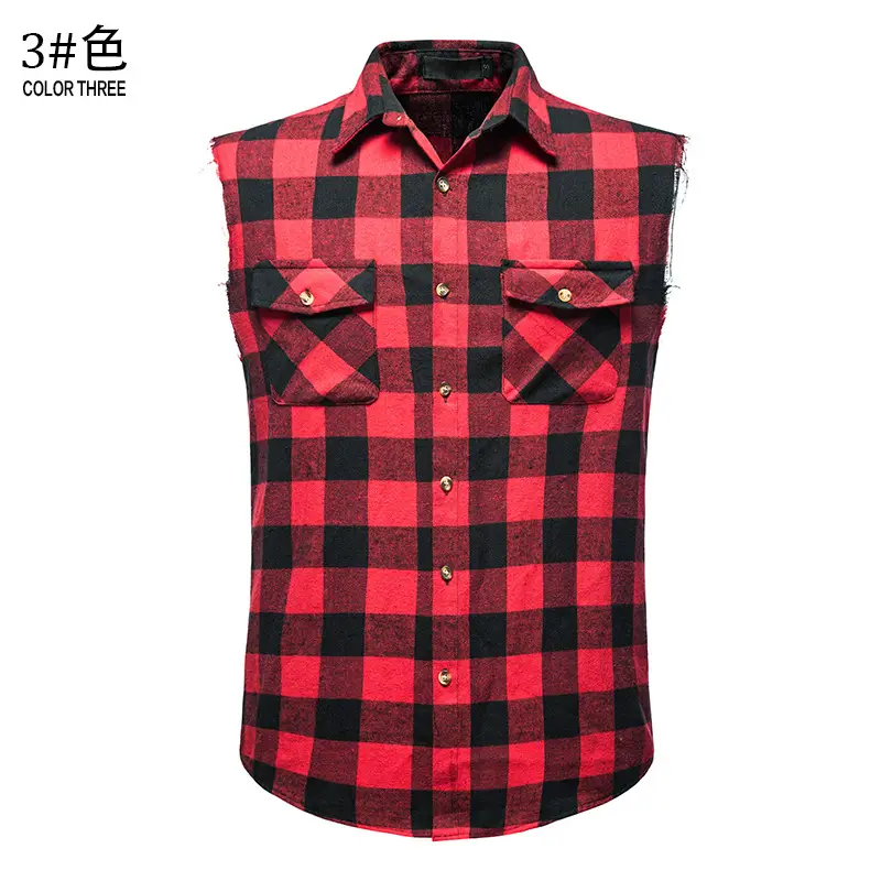 Men's Plaid Sleeveless Shirt Colorful 2023 — feature 18