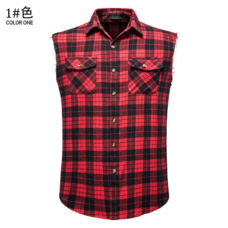 Men's Plaid Sleeveless Shirt Colorful 2023 — feature 2