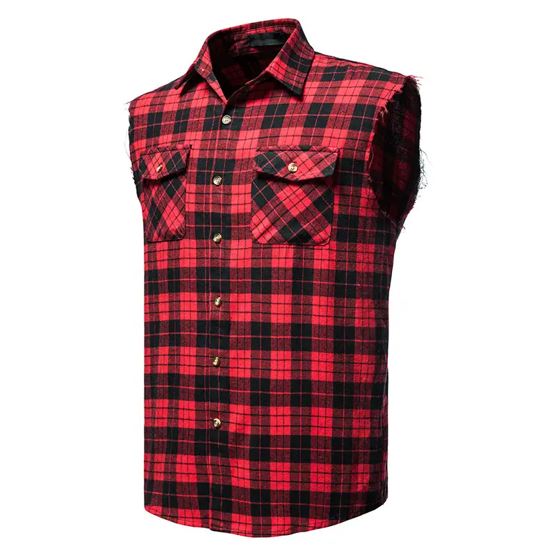 Men's Plaid Sleeveless Shirt Colorful 2023 — feature 3