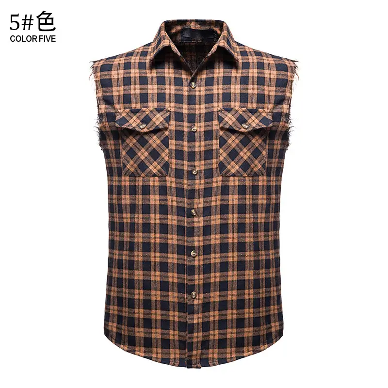 Men's Plaid Sleeveless Shirt Colorful 2023 — feature 34