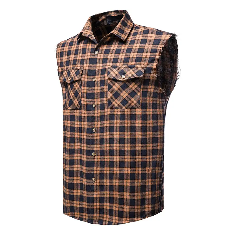 Men's Plaid Sleeveless Shirt Colorful 2023 — feature 35