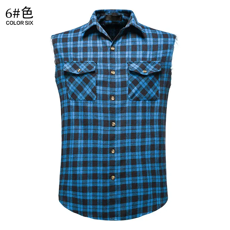Men's Plaid Sleeveless Shirt Colorful 2023 — feature 42