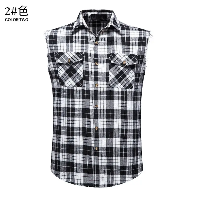 Men's Plaid Sleeveless Shirt Colorful 2023
