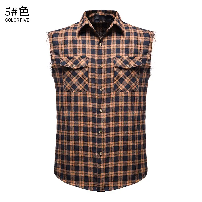 Men's Plaid Sleeveless Shirt Colorful 2023