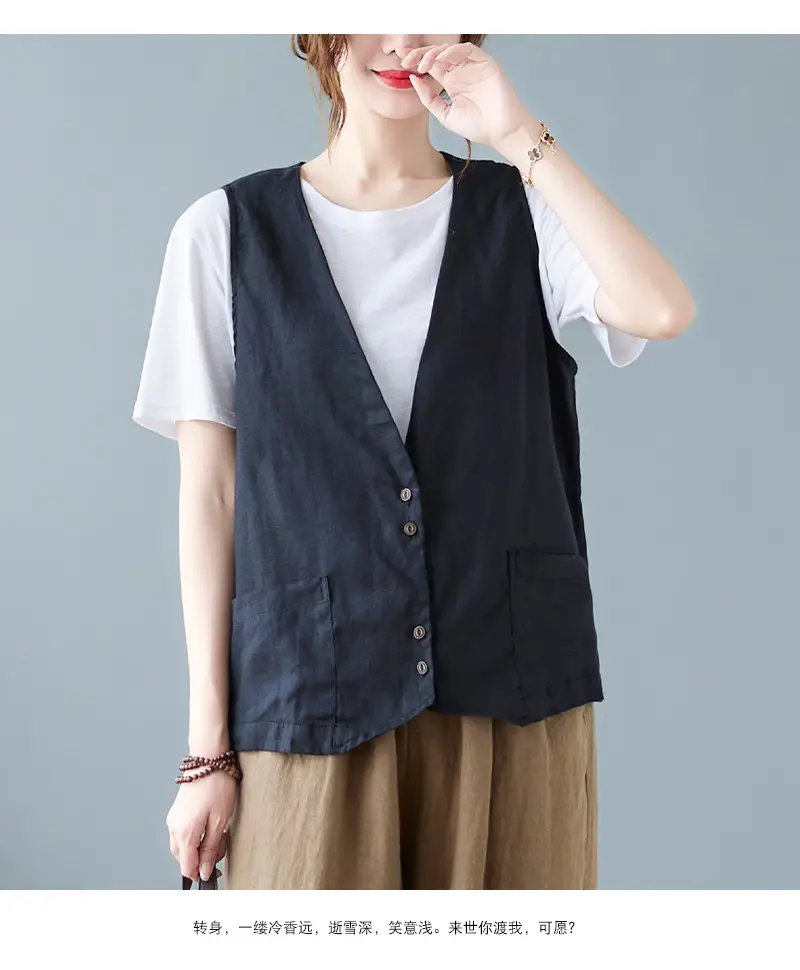 Women Sleeveless Vest Tan 2025 Summer Casual Loose Fit — feature 12