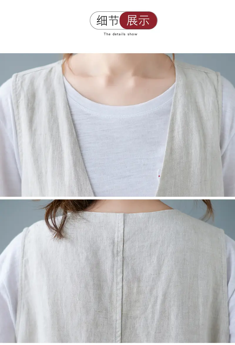 Women Sleeveless Vest Tan 2025 Summer Casual Loose Fit — feature 25
