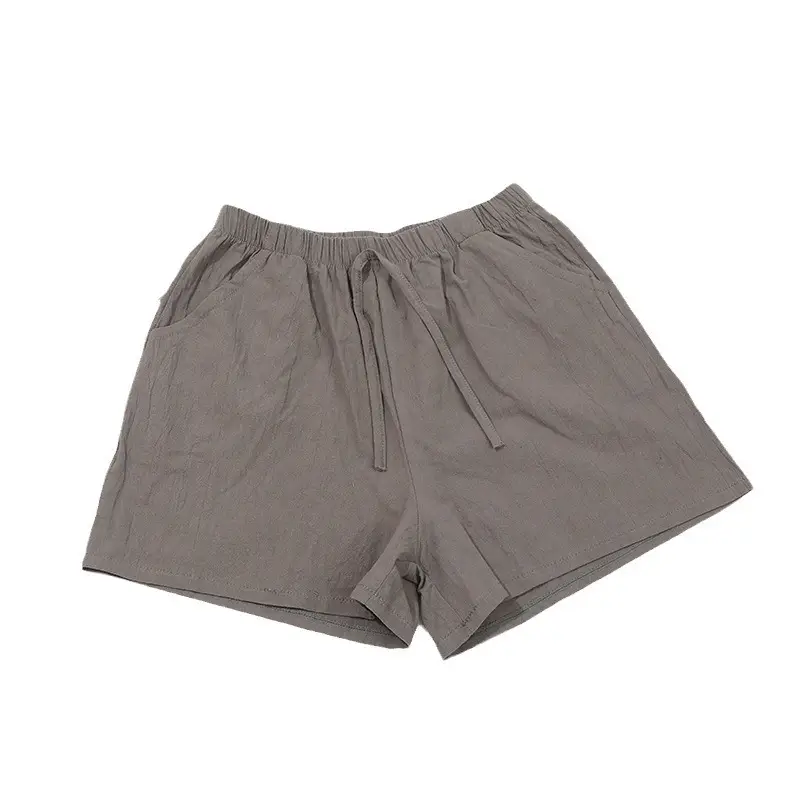 Women Cotton Linen Shorts Summer Elastic Waist Large - Image 13