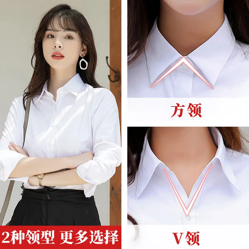 Spring and Summer New Women's Long-Sleeved White Shirt Professional Formal Short-Sleeved Work Clothes Suit Shirt Top Elegant