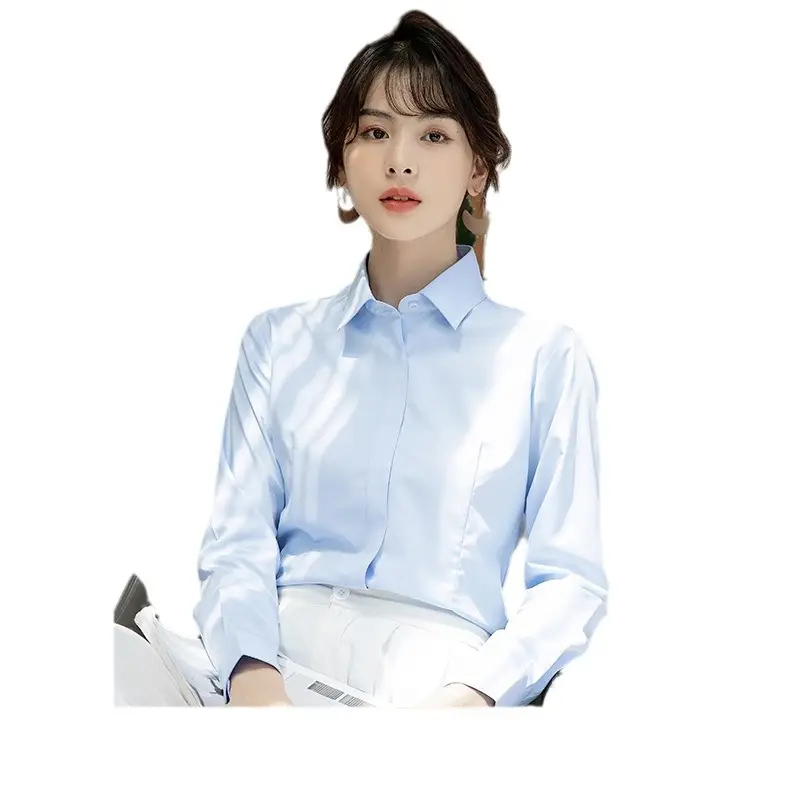 Spring and Summer New Women's Long-Sleeved White Shirt Professional Formal Short-Sleeved Work Clothes Suit Shirt Top Elegant