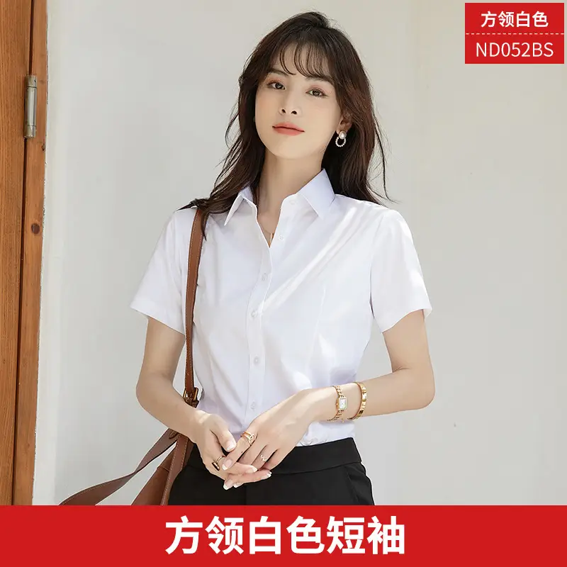 Spring and Summer New Women's Long-Sleeved White Shirt Professional Formal Short-Sleeved Work Clothes Suit Shirt Top Elegant