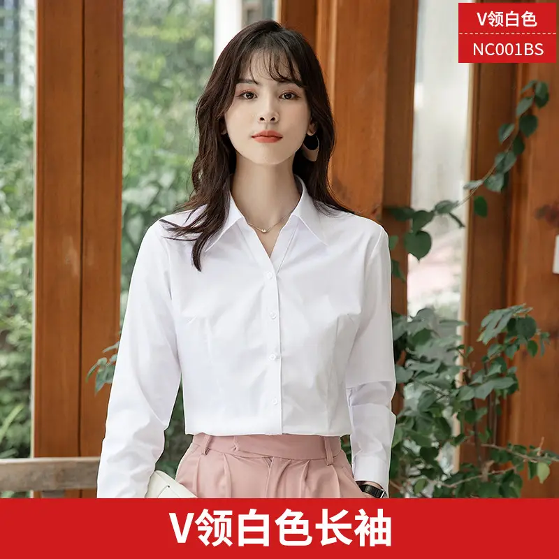 Spring and Summer New Women's Long-Sleeved White Shirt Professional Formal Short-Sleeved Work Clothes Suit Shirt Top Elegant