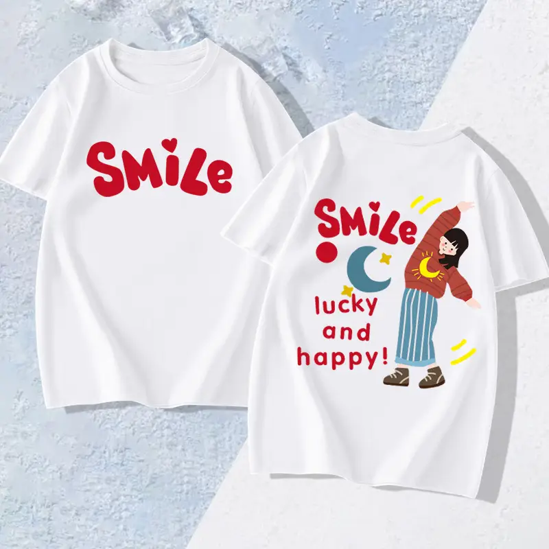 Family T-shirt Set White Smile Graphic for Kids