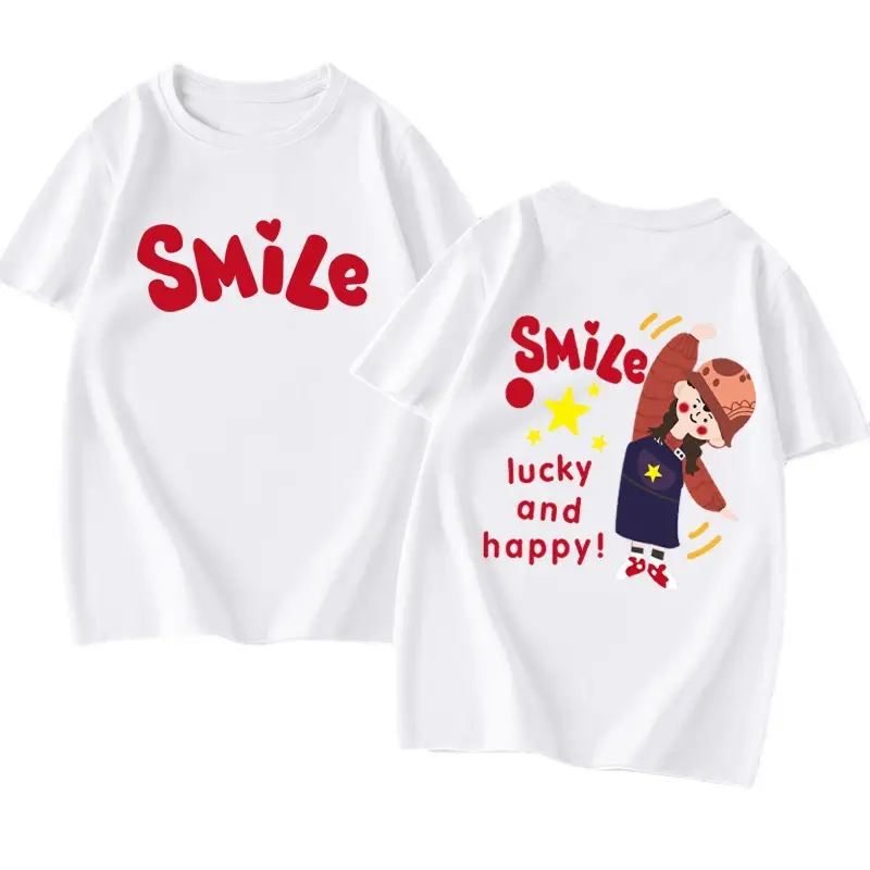 Family T-shirt Set White Smile Graphic for Kids