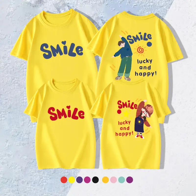 Family T-shirt Set White Smile Graphic for Kids