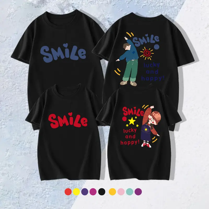 Family T-shirt Set White Smile Graphic for Kids