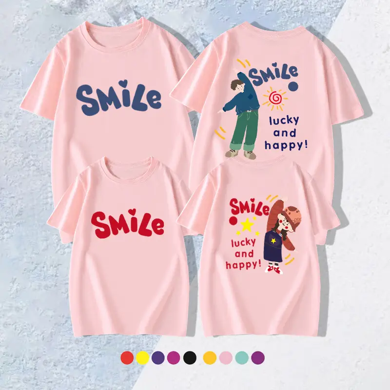 Family T-shirt Set White Smile Graphic for Kids