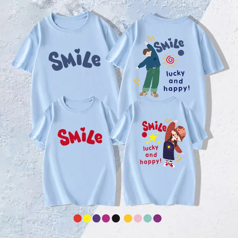 Family T-shirt Set White Smile Graphic for Kids