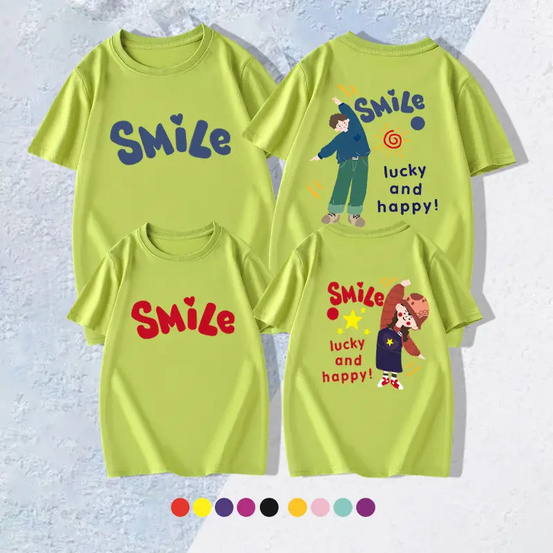 Family T-shirt Set White Smile Graphic for Kids