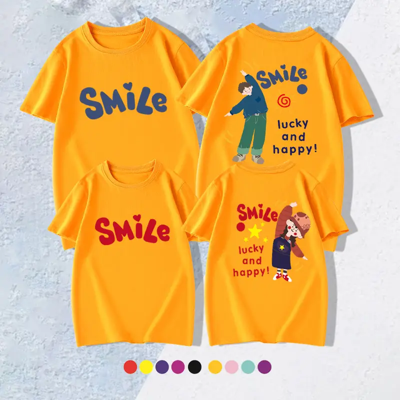 Family T-shirt Set White Smile Graphic for Kids
