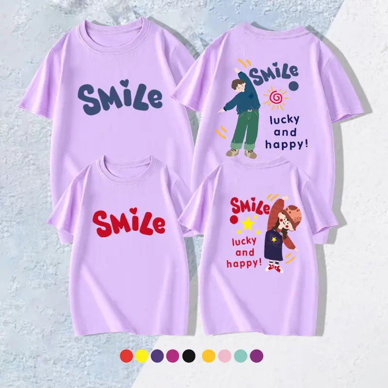 Family T-shirt Set White Smile Graphic for Kids