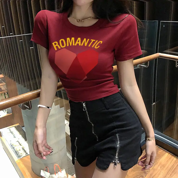 Women Yellow Heart Print Short T-Shirt 2025 — feature 12