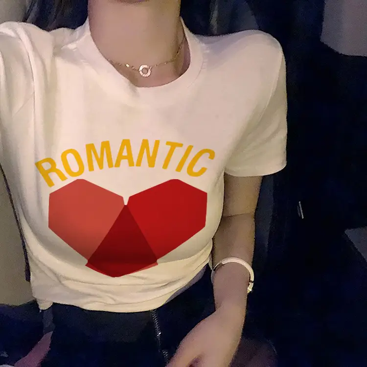 Women Yellow Heart Print Short T-Shirt 2025 — feature 5