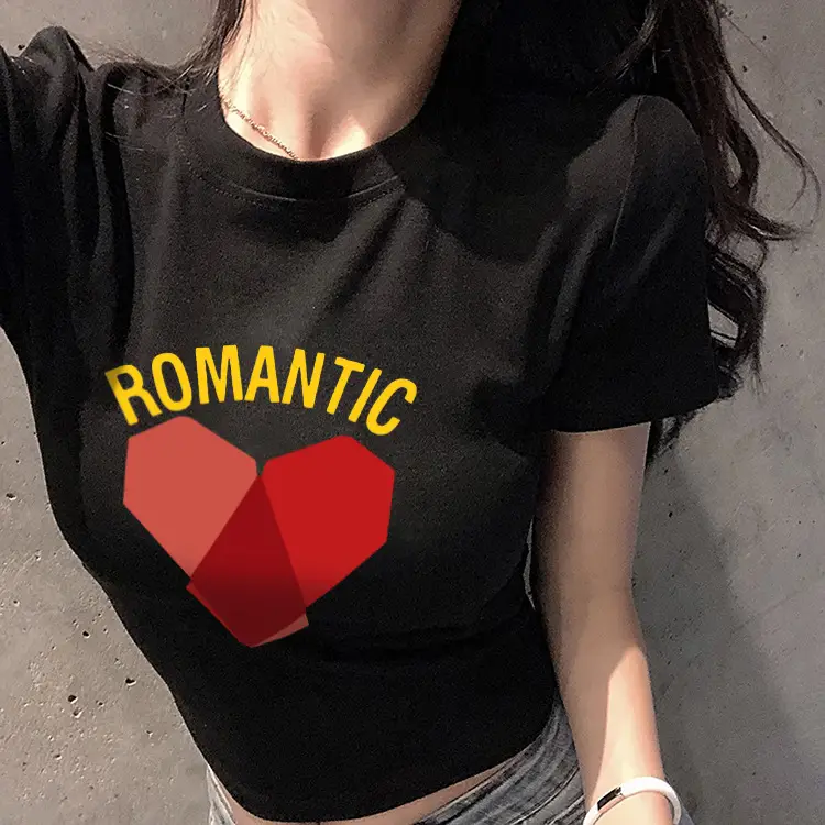 Women Yellow Heart Print Short T-Shirt 2025 — feature 8