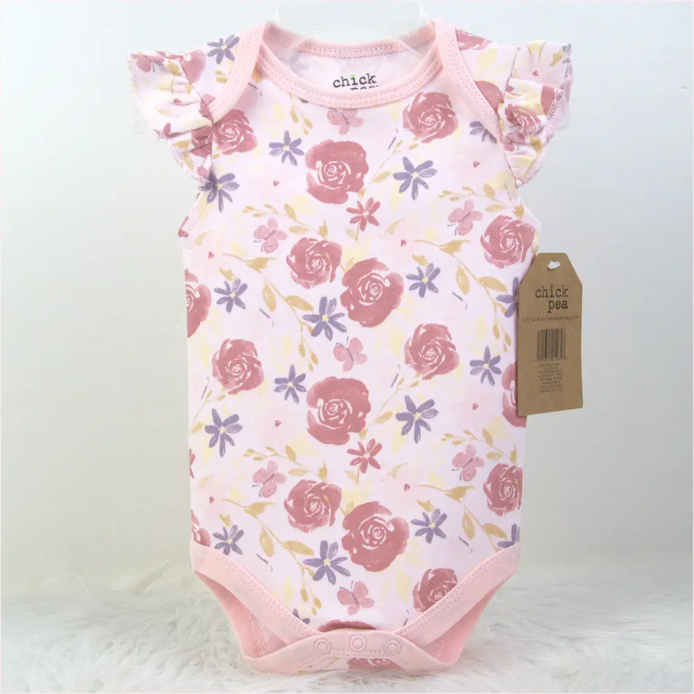 Newborn Baby 5-Pack Bodysuit Set Pink White — feature 11
