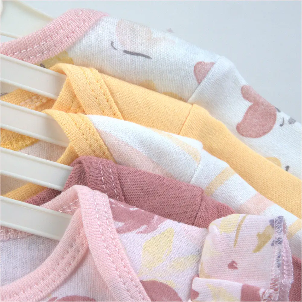 Newborn Baby 5-Pack Bodysuit Set Pink White — feature 16