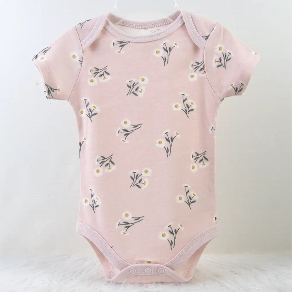 Newborn Baby 5-Pack Bodysuit Set Pink White — feature 7
