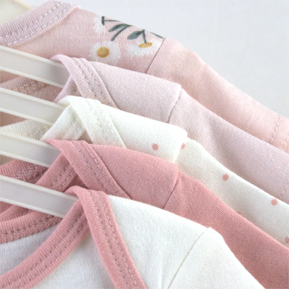 Newborn Baby 5-Pack Bodysuit Set Pink White — feature 8