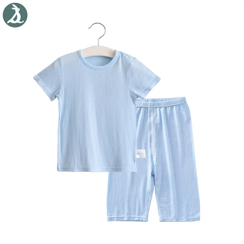 Children's Light Blue Modal Sleep Suit Set - Image 2