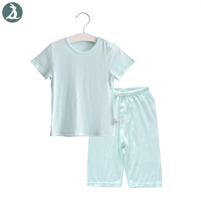 Children's Light Blue Modal Sleep Suit Set - Image 3