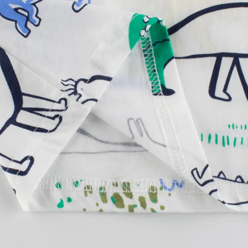 Kids Cotton T-Shirt with Dinosaur Print White - Image 3