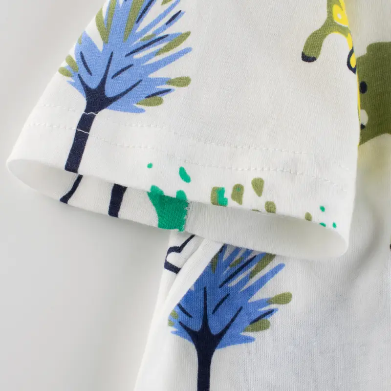Kids Cotton T-Shirt with Dinosaur Print White - Image 4