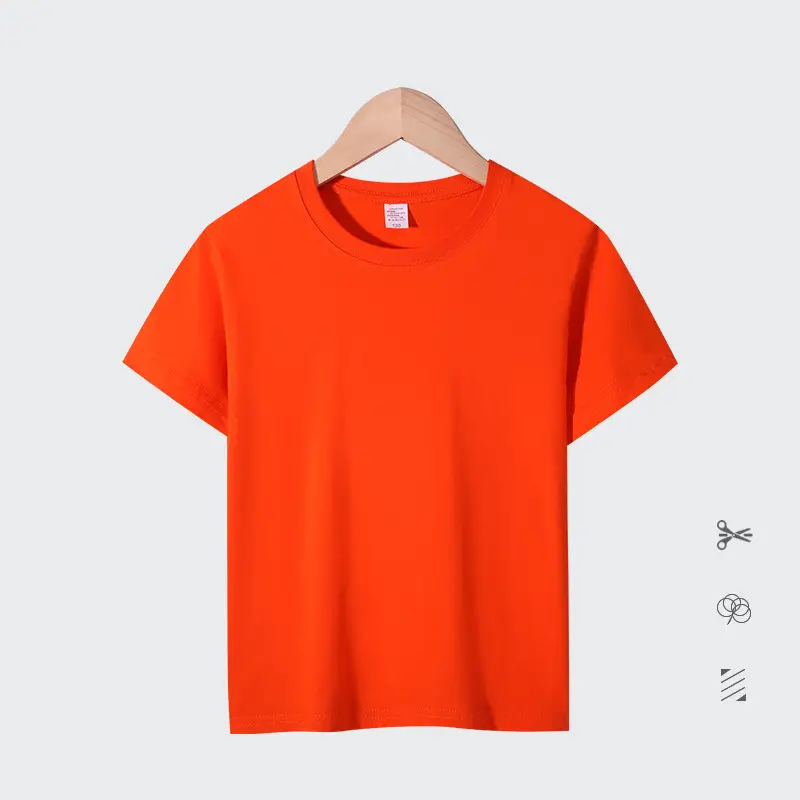Orange Round Neck T-Shirt for Boys Girls 180g