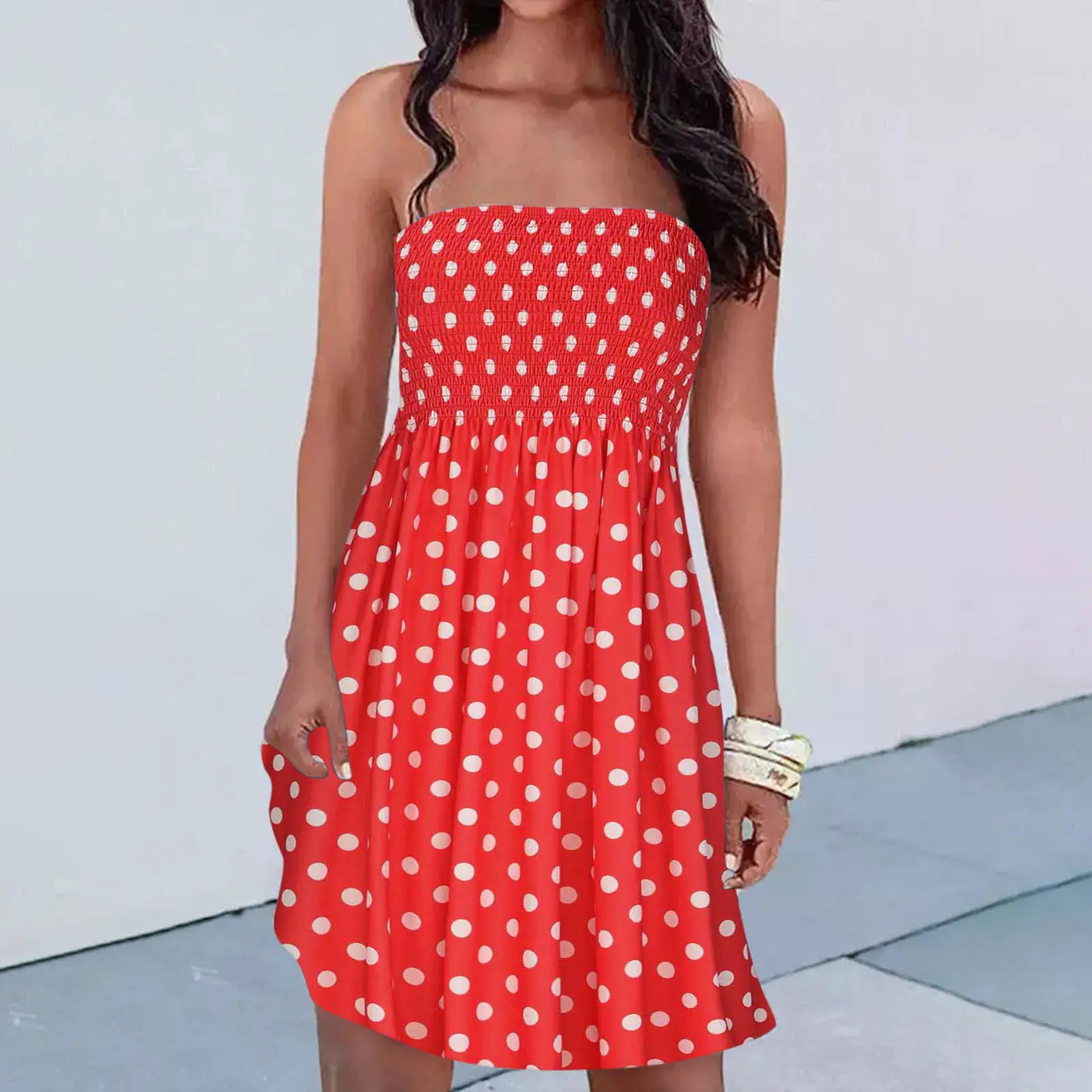 Red Floral Sleeveless Summer Dress for Women - Image 35