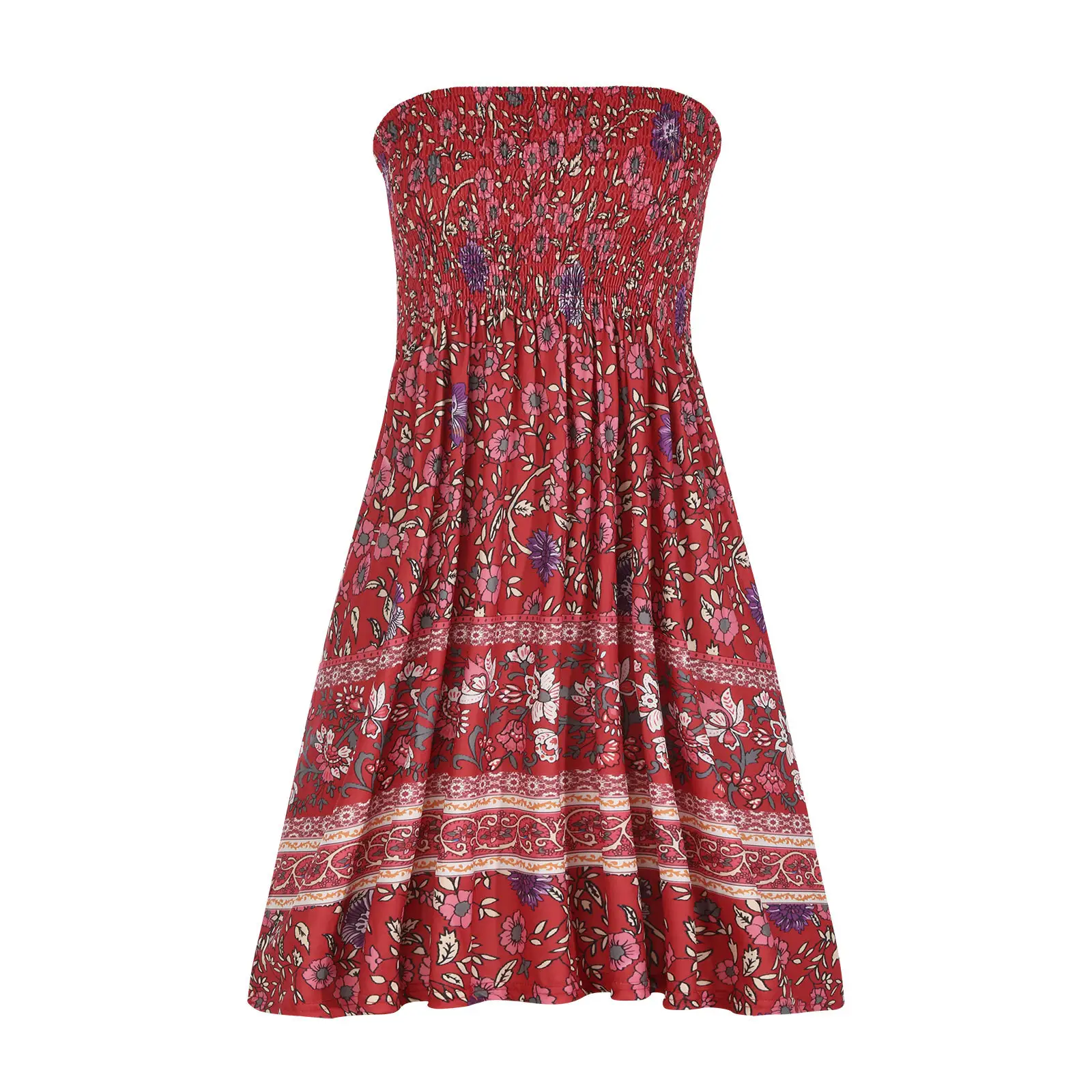Red Floral Sleeveless Summer Dress for Women - Image 6