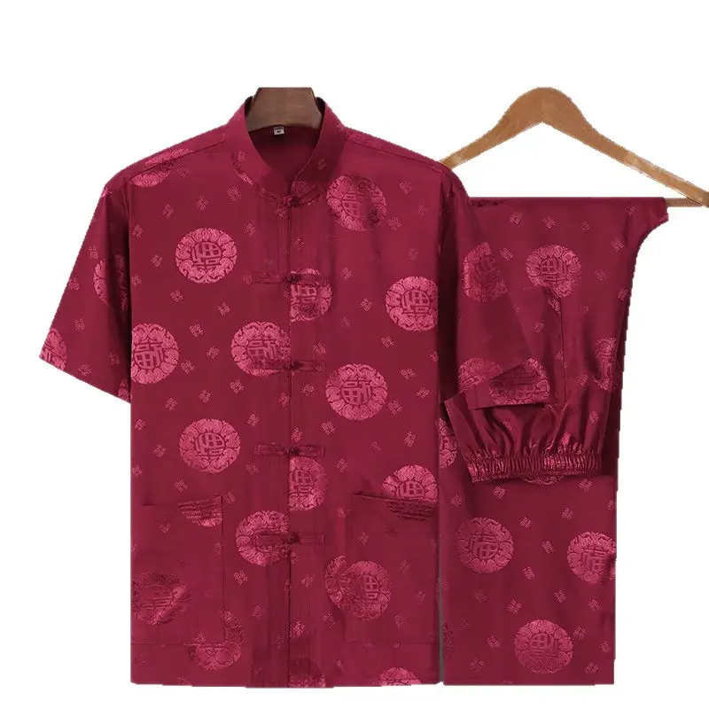 Ice Silk Chinese Tang Suit for Elderly Men