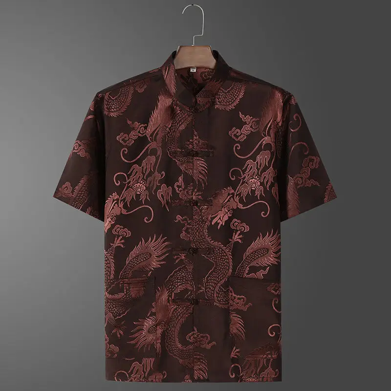 Ice Silk Chinese Tang Suit for Elderly Men