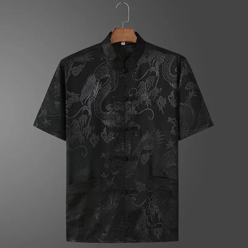 Ice Silk Chinese Tang Suit for Elderly Men
