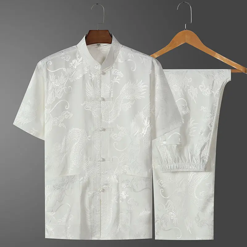 Ice Silk Chinese Tang Suit for Elderly Men