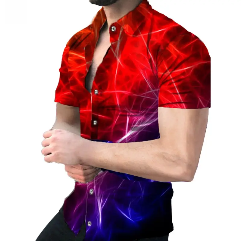 Men Black Flame Short Sleeve Shirt Large - Image 14
