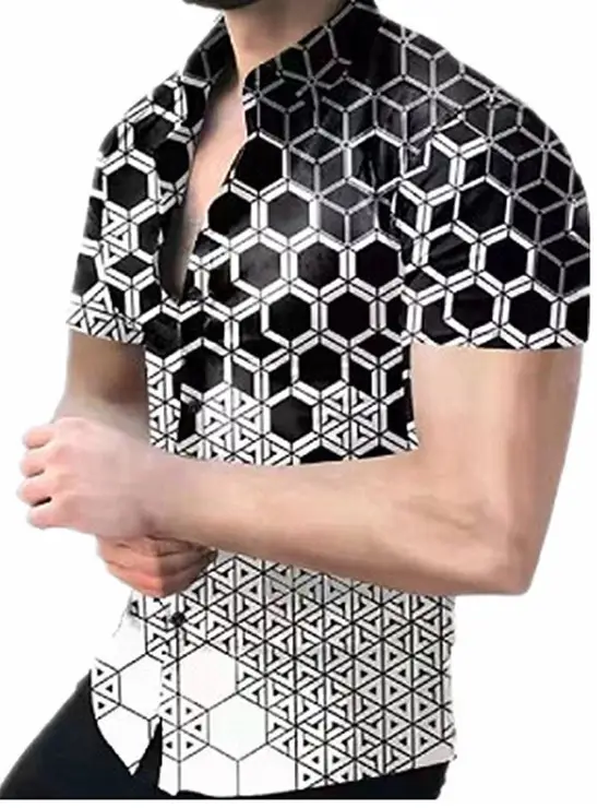 Men Black Flame Short Sleeve Shirt Large - Image 27